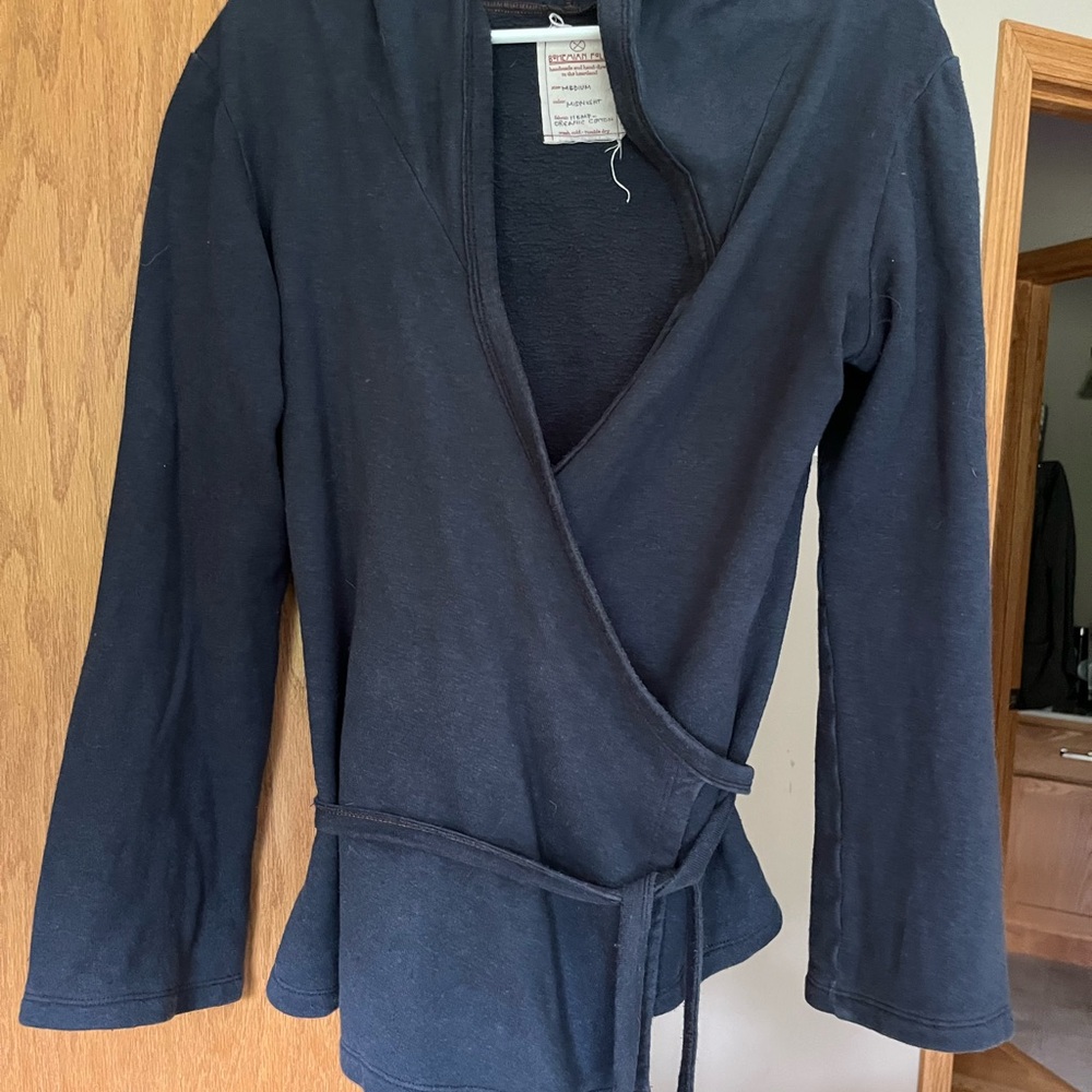 Bohemian Folk Clothing Hooded Fleece Wrap Top